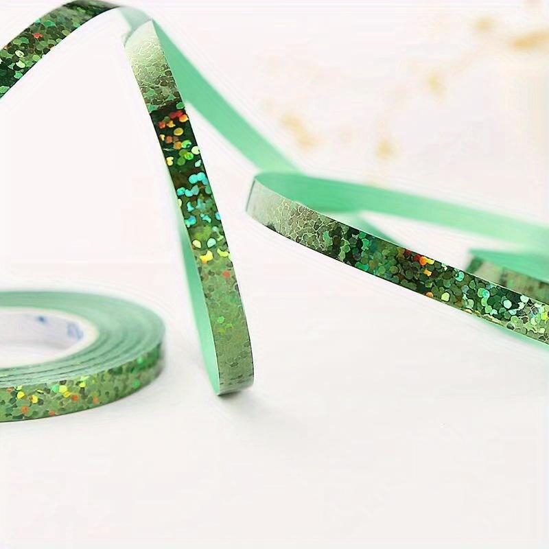

10 рулонов лазерной ленты для переплета, подарок на Хэллоуин, рождественский подарок, лента для упаковки подарков на День святого Валентина, воздушный шар с радужной лентой 10PCS зелёный