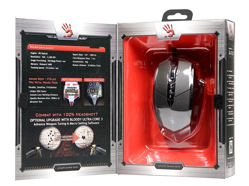 Mysz przewodowa A4Tech Bloody V7m V-Track USB Holeless Aluminiowe czarna