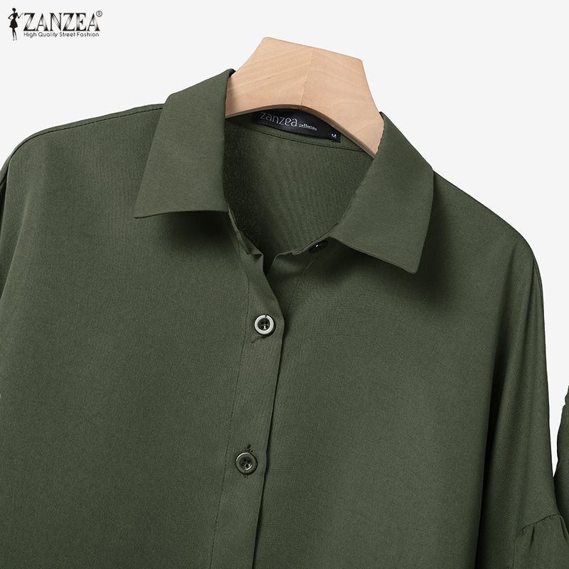 ZANZEA Women Elegant Long Sleeve Blouse and Trousers Casual Two Piece Suit Sets