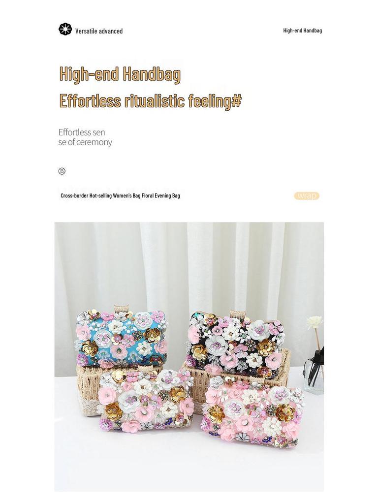 Women's Floral Evening Clutch: Elegant High-End Wedding and Banquet Handbag
