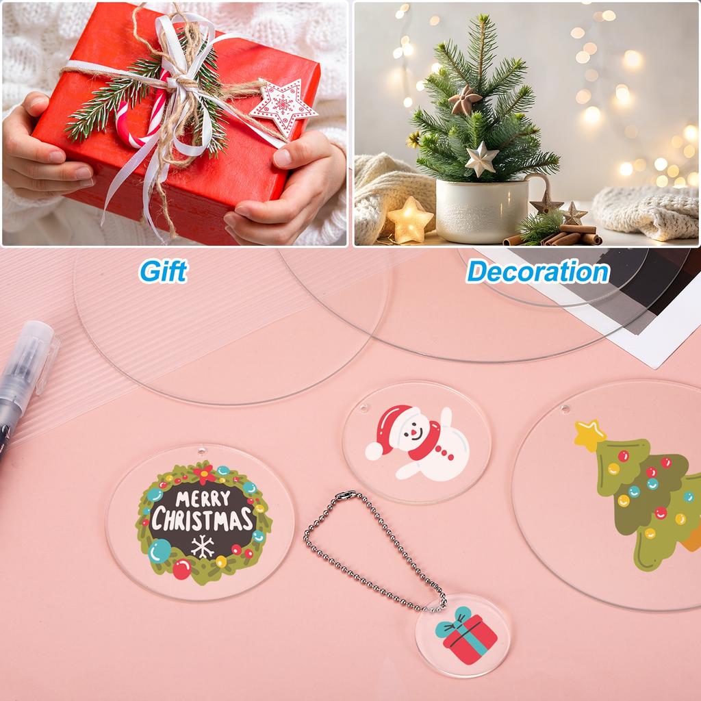 Acrylic Keychain Blanks Round Clear Acrylic Keychain 3mm Thick Circle Discs Blanks with Hole for Craft Tag Pendant Hanging Label
