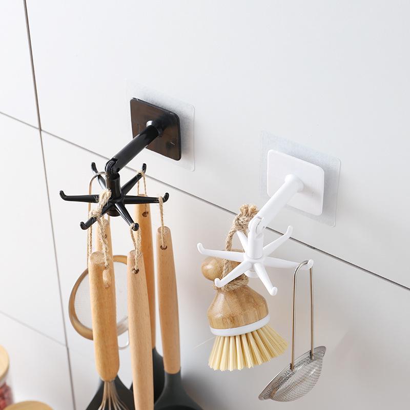 Multi-Function Rotatable Adhesive Hook for Kitchen & Bathroom Storage