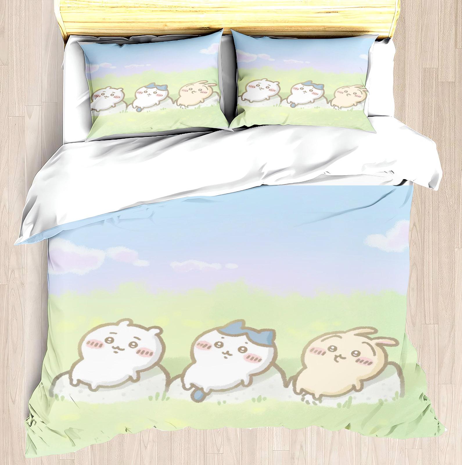 

CHIIKAWA Duvet Cover Set Miniso-Modern Printed Home CHildren Room Co-Branded Peripheral Mattress Bedding Set 3 Pieces AU Single(140*210cm)3pcs