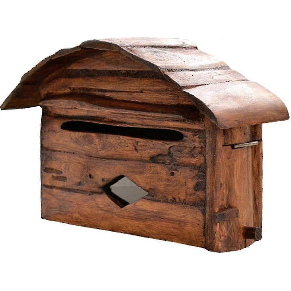 Rural Wall-mounted Wooden Mailbox With Window