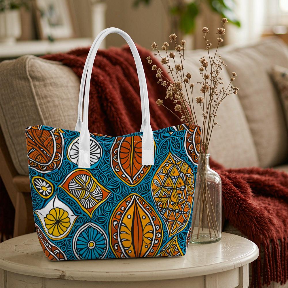 Bohemian Pattern Tote Bag Fashion Casual Large Capacity Daily Use Handbag for Women Outdoor Shopping Travel Portable Carryall Shoulder Bag