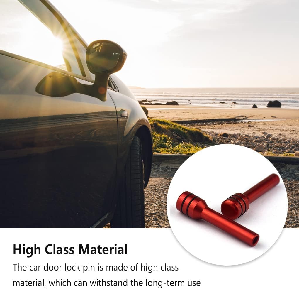 2pcs Red Car Door Lock Pin Door Fitting Modified Component Lock Knob