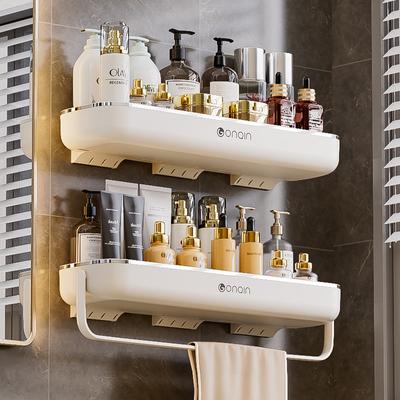 Badezimmer-Aufbewahrungsregal Perforationsfreies Handtuchregal Wandmontiertes Badezimmer-Aufbewahrungsregal Badezimmer-Aufbewahrungsregal
