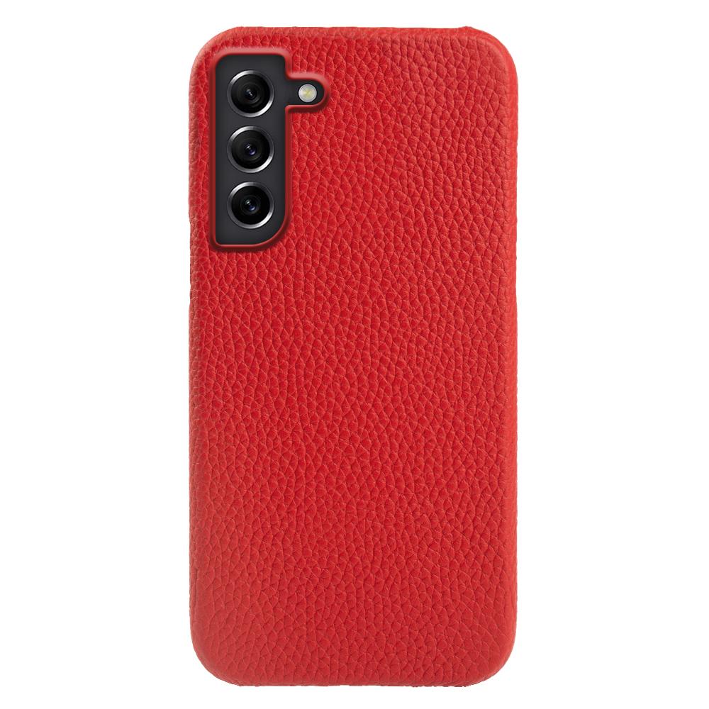 For Samsung Galaxy S21 FE 5G Litchi Texture Magnetic Case Genuine Cow Leather Coated PC Shockproof Phone Cover