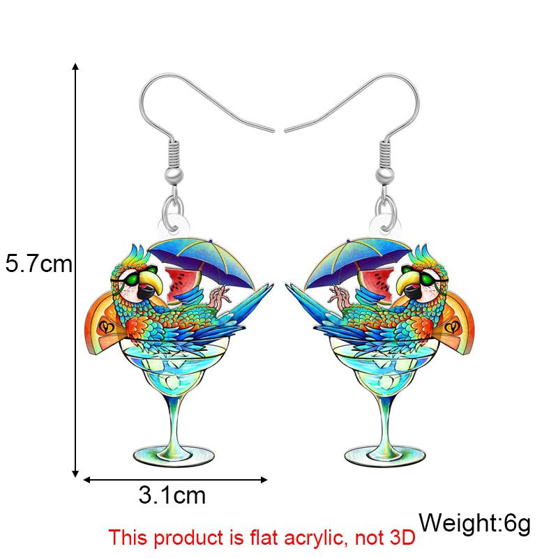

Halloween Colorful Parrot Pendants Hook Earrings for Women Acrylic Ghost Pumpkin Hanging Earrings Creative Personality Zircon