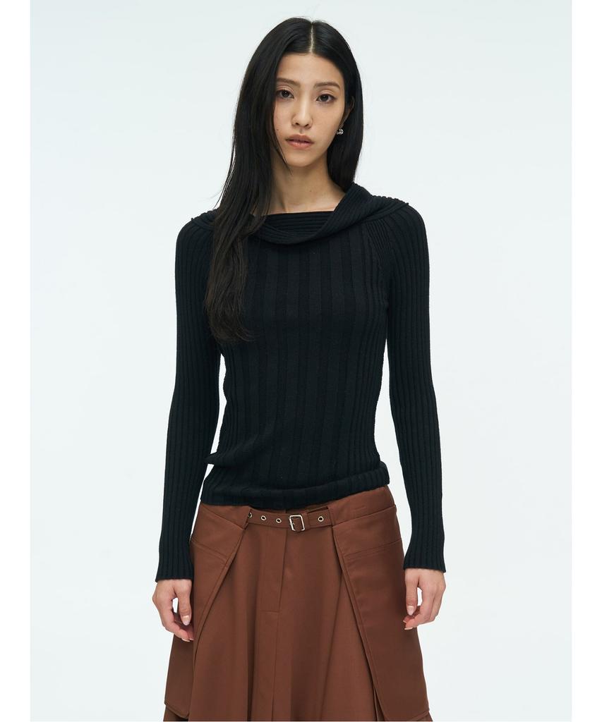 Anggae Tube Neck Rib Pullover Black