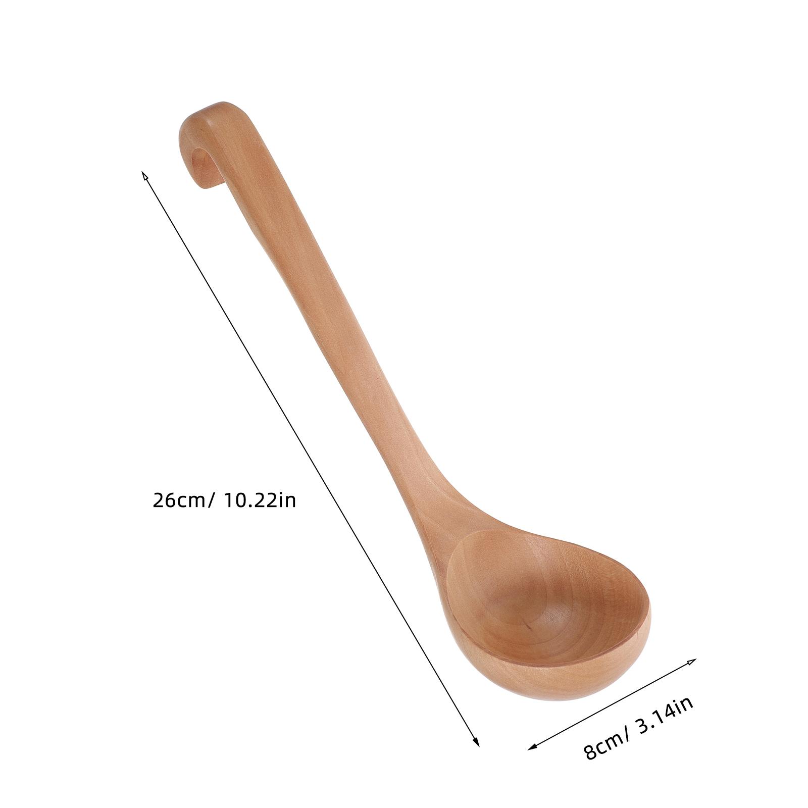 

Long H Wooden Spoon 26x8cm Hooked Kitchen Tool for Soup Porridge Hot Pot Stirring Mash Paddle Scraper Wall Decor Nonstick светло-коричневого