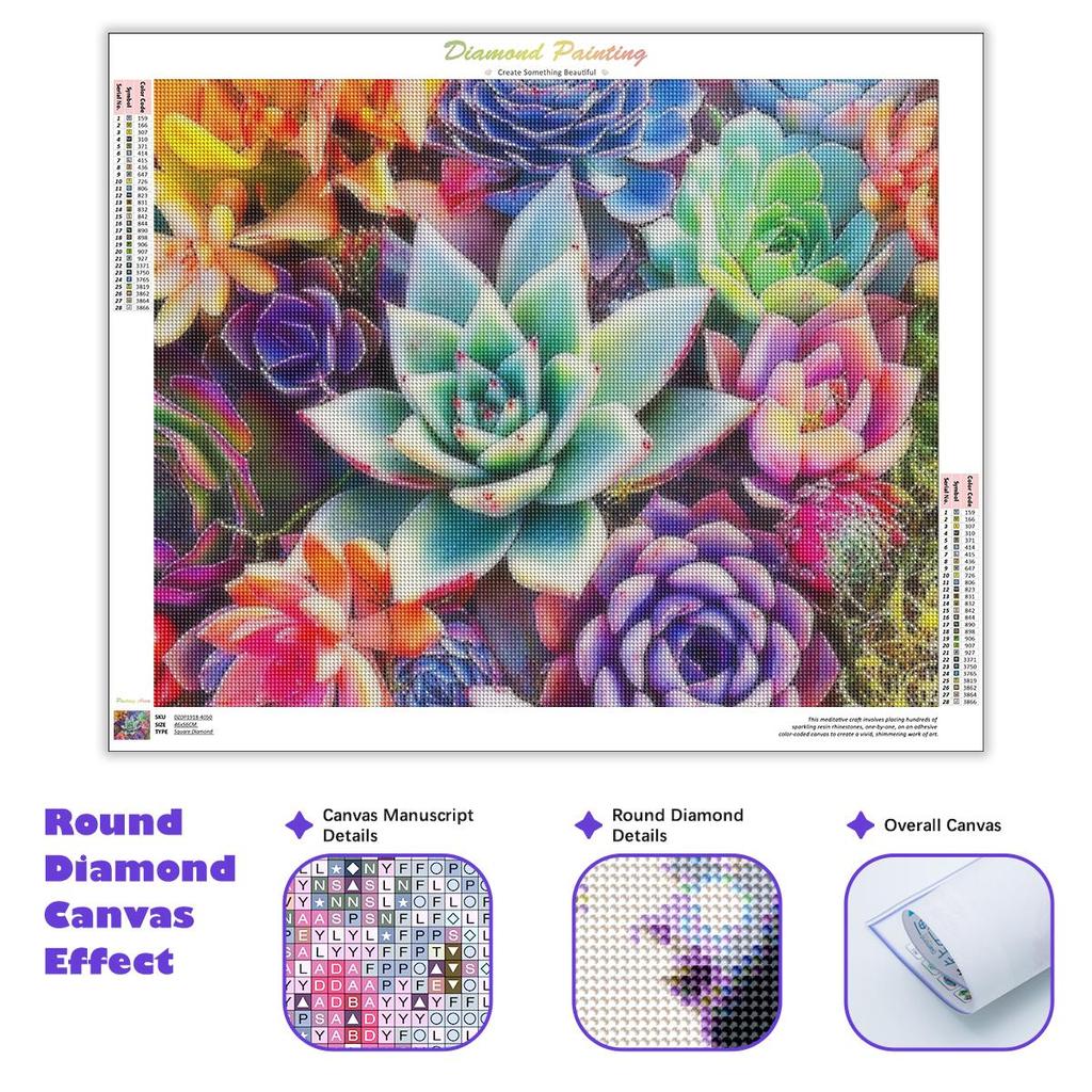 5D-Diamantgemälde zum Selbermachen, Sukkulenten, Stickerei, Kreuzstich, Landschaft, Bastelset, Heimdekoration, 30 x 40 cm