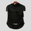 INCERUN Men Cutout Short Sleeve Irregular Patchwork Mesh Fitted T-shirts Tops
