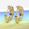 Women Fashion 9K Gold Plated Purple Zircon Eardrop Huggie Earrings Jewelry Gift