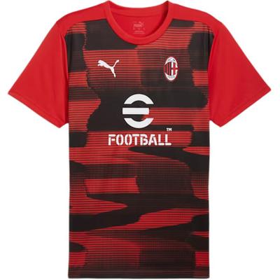 Ac Milan Series Ss24 Brand Logo Sweat-Absorbing Round Neck Team Fit Short Sleeve T-Shirt Men T-Shirts Black Red 777712-01