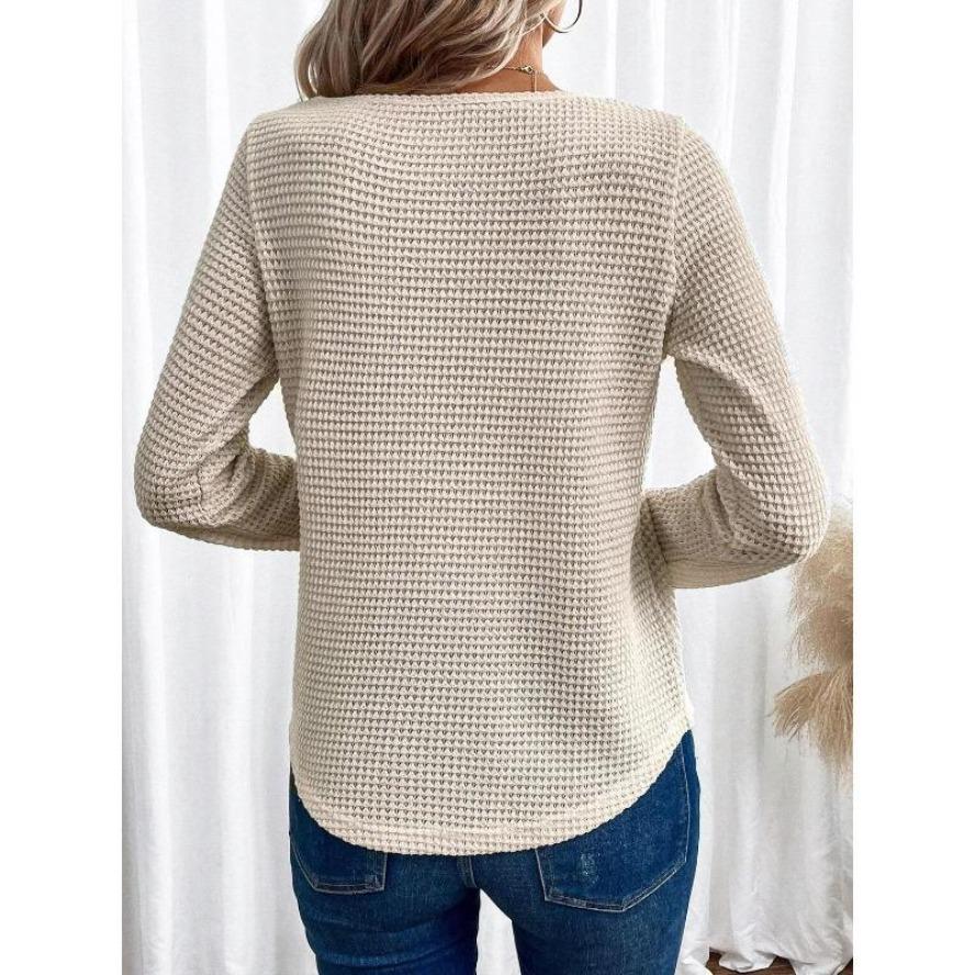 YYFS Women's Fashion Casual Spring Autumn Solid Color Print Long Sleeve O-Neck Blouses & Shirts