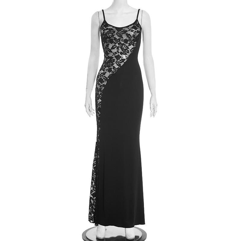 Summer Lace Patchwork Camisole Dress: Sexy, Tight-Fit, Solid Color L