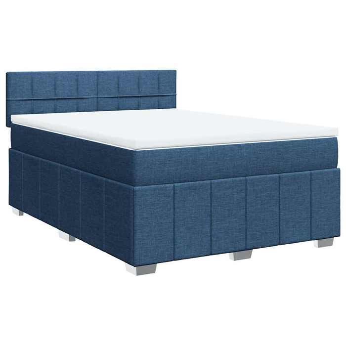 VidaXL Slat Bed Base with Mattress Blue 140x200 Cm Fabric 3287097