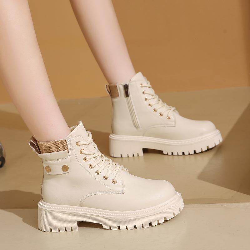 

Retro Martin boots women s autumn and winter new fried street black thick-soled heightening short boots 42