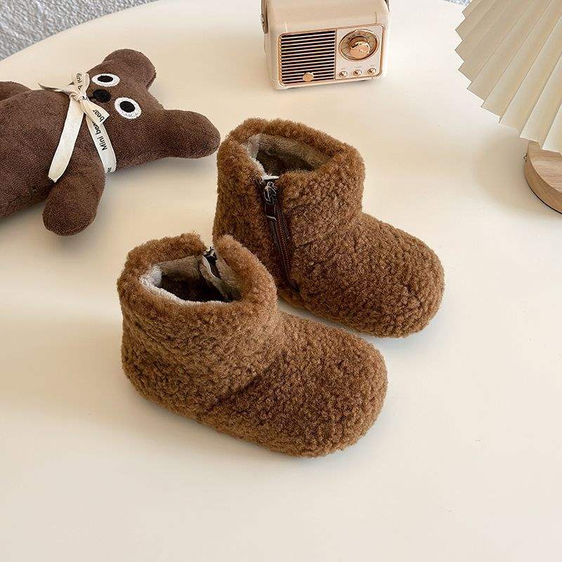 Girls Two Cotton Shoes Children's Snow Boots Plush 2025 Autumn and Winter New Plush Plush Birkenstocks Baby Winter Shoes