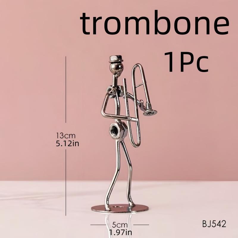 1piece Metal Puppet Playing Musical Instrument, Vintage Band Model, Living Room Desktop Decoration, Home Decoration