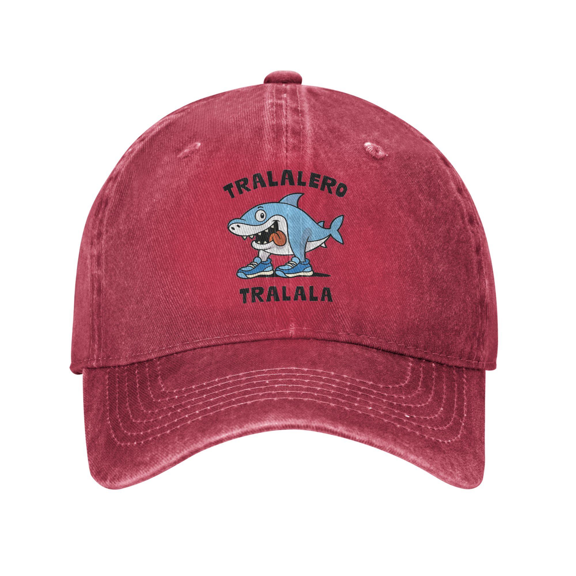 Tralalero Tralala Washed Denim Baseball Caps Snapback Baseball Hats Breathable Casquette Outdoor Unisex One Size