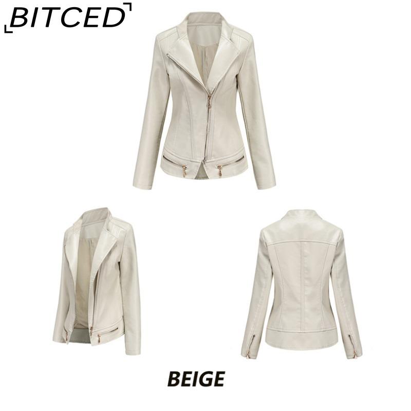 BITCED Women's Spring/Autumn Fashion PU Leather Jacket - Lightweight Spring/Autumn Short Jacket for Women S-4XL Casual Wear - Chic Style