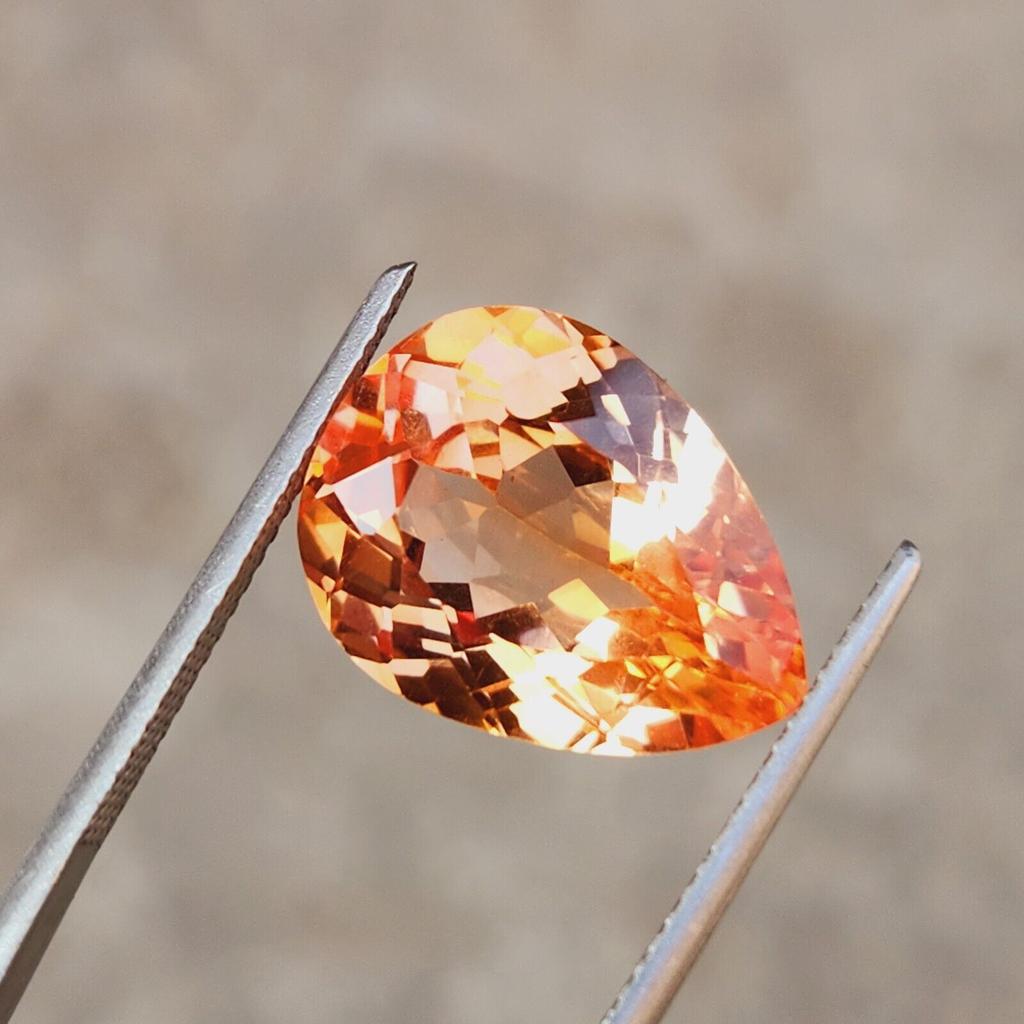 11.30 Ct Natural Certified Orange Padparadscha Pear Cut Gemstone