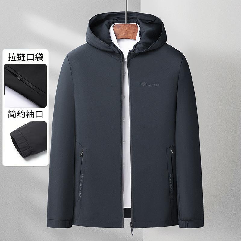 New spring and autumn old coat middle-aged men's removable hat jacket business dad casual coat