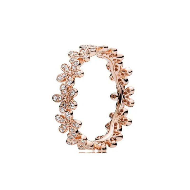 2024 New Gold Plated 925 Silver Ring Zircon Sparkling Double Band Heart Finger Ring Women Original Pandor Ring Fine Jewelry