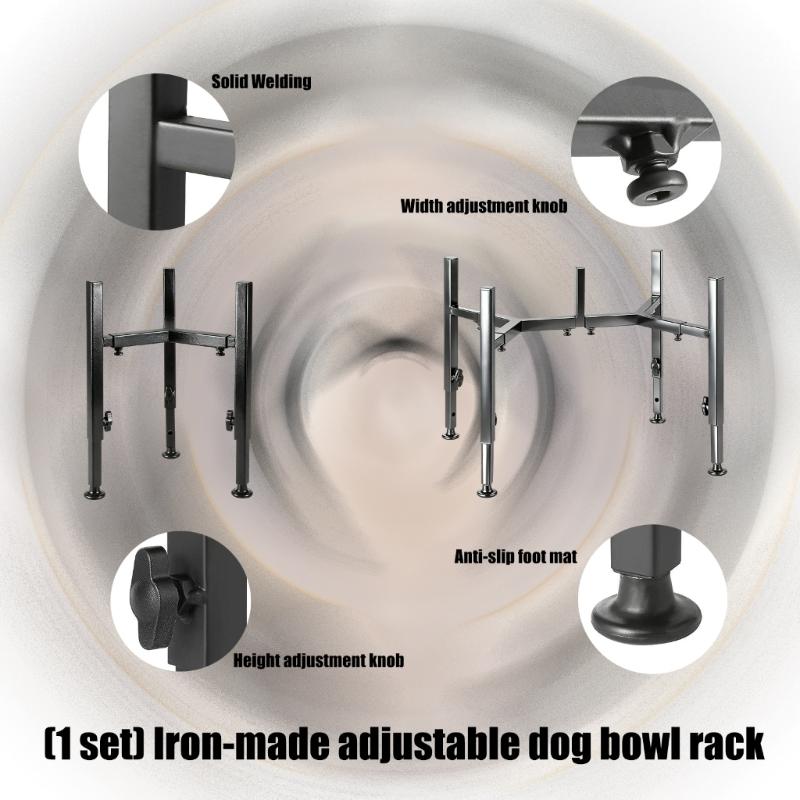 Regulable Height Dog Bowl Stand Durable Carbon Steel Featuring Antislip Base For Stable Pet Feeding Comfortable