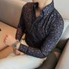 Sprig Autumn Men's Casual Shirts Fashion Print Long Sleeve Floral Shirts For Men Clothing Slim Fit Shirt Men