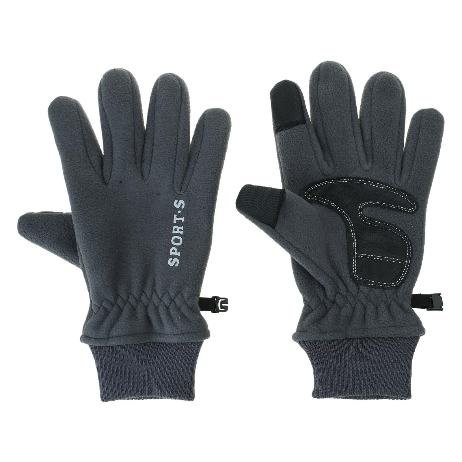 

Winter Cycling Gloves for Touch Screen Fleece Lining Winter Gloves Fleece Warm Knit Elastic Cuff Gloves for Men Women 1 серый
