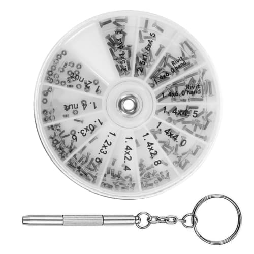 

HappyHome Precision Screws, 120-Piece Set, Screw Replacement Repair Kit for Glasses, Watches, and Smartphones, M1, M1.2, M1.4, and M1.6 Screws, Includ