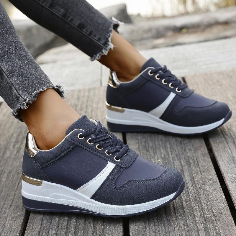 Nové jarní podzimní platformové dámské ležérní prodyšné tenisky Pohodlné dámské platformové boty Šněrovací Módní dámské vulkanizované boty