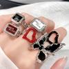 Dark Personality Love Butterfly Oil Drop Enamel Open Ring Stacked Wearing High-End Niche Design Ring Woman
