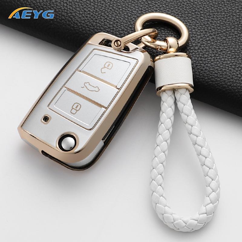 New Tpu Car Remote Key Case Cover Shell For Vw Volkswagen Golf 7 Mk7 Tiguan Mk2 For Seat Ateca Leon Fr 2 Ibiza Auto Accessories