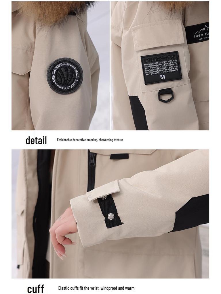 Unisex Mid-Length Thickened Goose Down Ski Parka