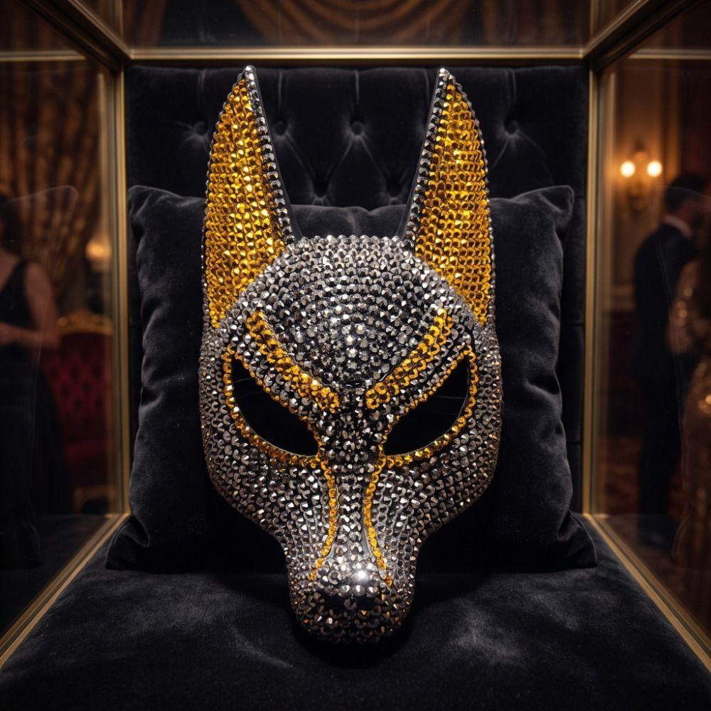 Dress Up Props Wolf Crystal Mask Luxury Design Halloween Mask Fashion Rhinestone Mask Halloween