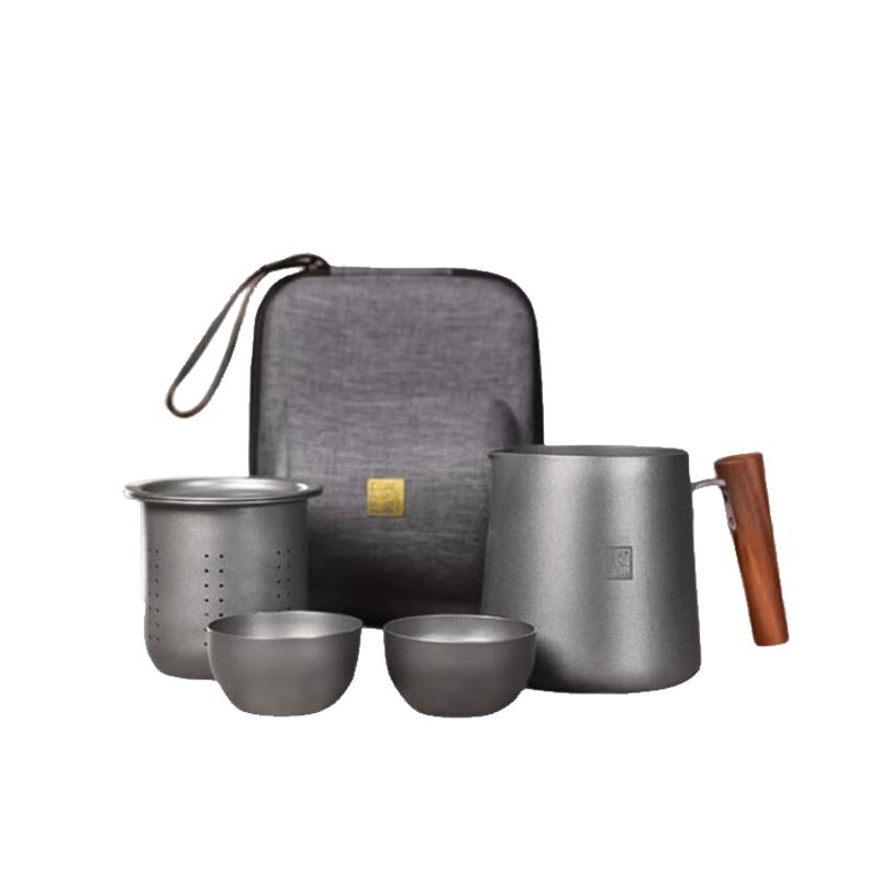 TILIVING Pure Titanium Portable Travel Tea Set