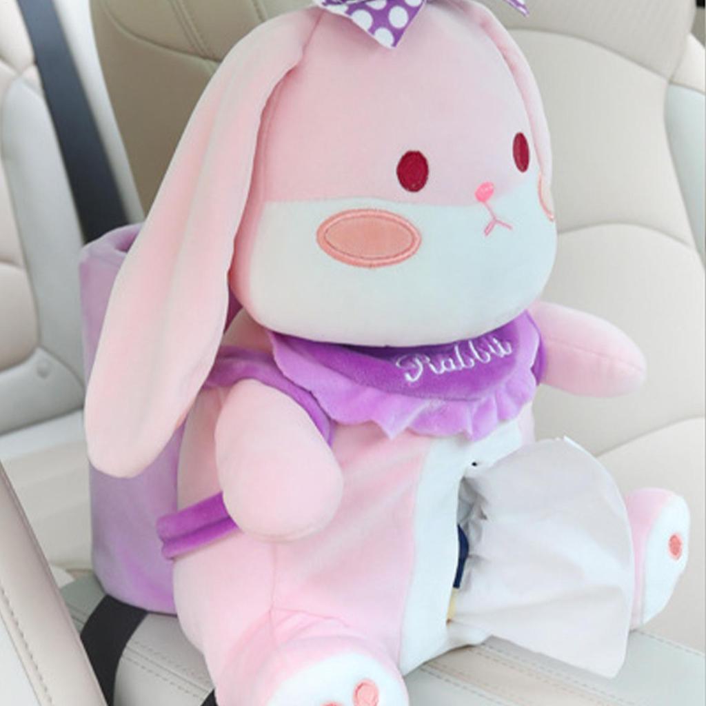 Auto Taschentuchhalter Hase Auto Mülleimer Auto Taschentuchhalter Niedliche Deko Armlehne Plüschpuppe 2 in 1 Für Auto LKW SUV Wohnmobil