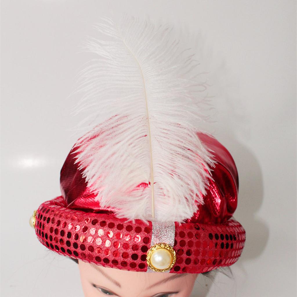 Arab Style Funny Hat with Feather Personality Carnivals Party Christmas Unisex Casual Beanies Hat Adult Cap