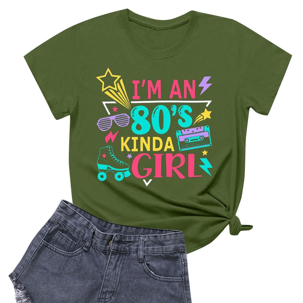 Dámské tričko s kulatým výstřihem pro volný čas s potiskem a krátkým rukávem