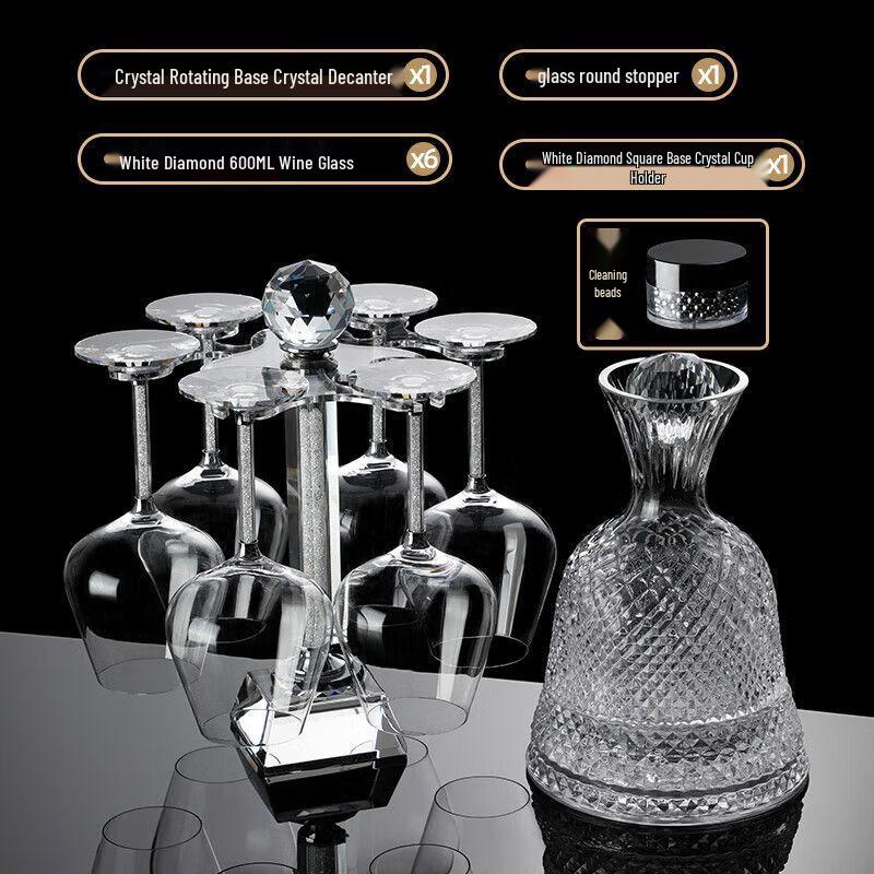 European Style Rotating Crystal Wine Decanter Set