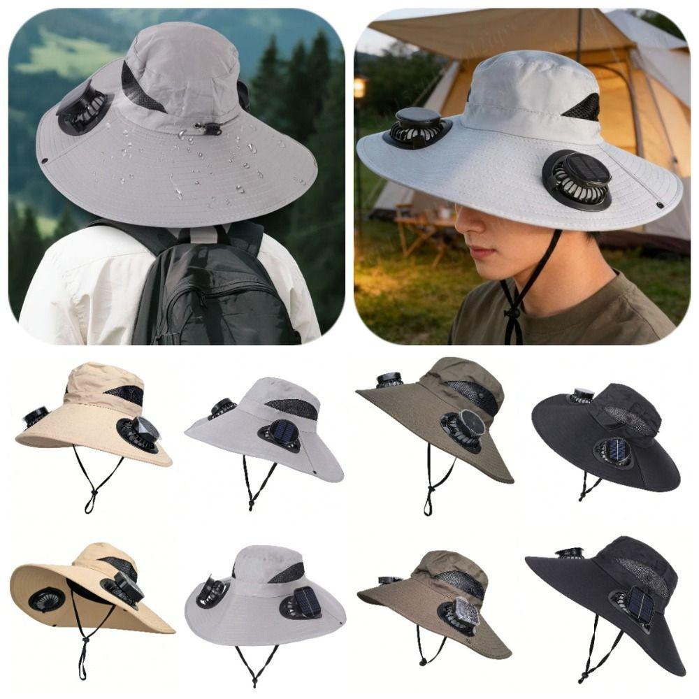 Dual Fan Summer Fan Visor Cap 3 Speeds Fishing Bucket Hat Convenient Solar Fan Hat Outdoor Travel