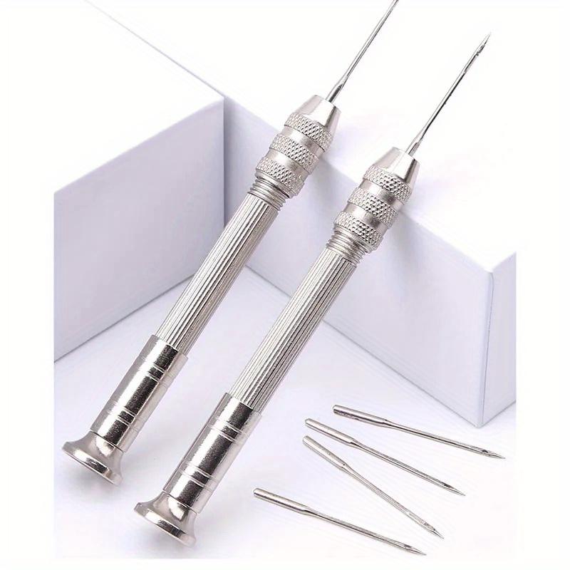 5 piezas/juego Set de leznas de costura de cuero Reemplazable Multifuncional Kit de herramientas para reparación de zapatos Agujas de coser Punzón DIY Costura Marroquinería