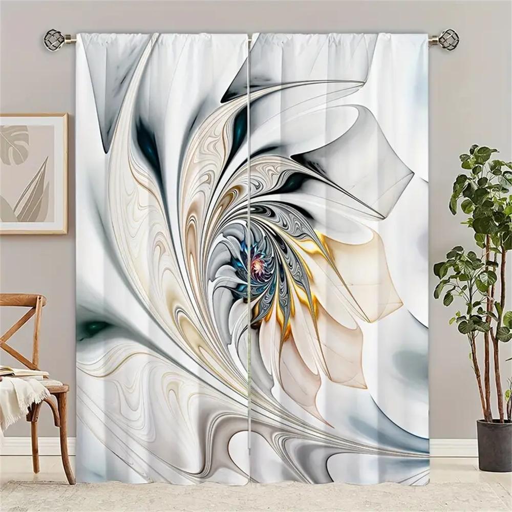 Custom Cheap 2Panels Flower Painted Artwork Printed Window Curtains For Living Room Window Drapes Bedroom Room Home Decor Door