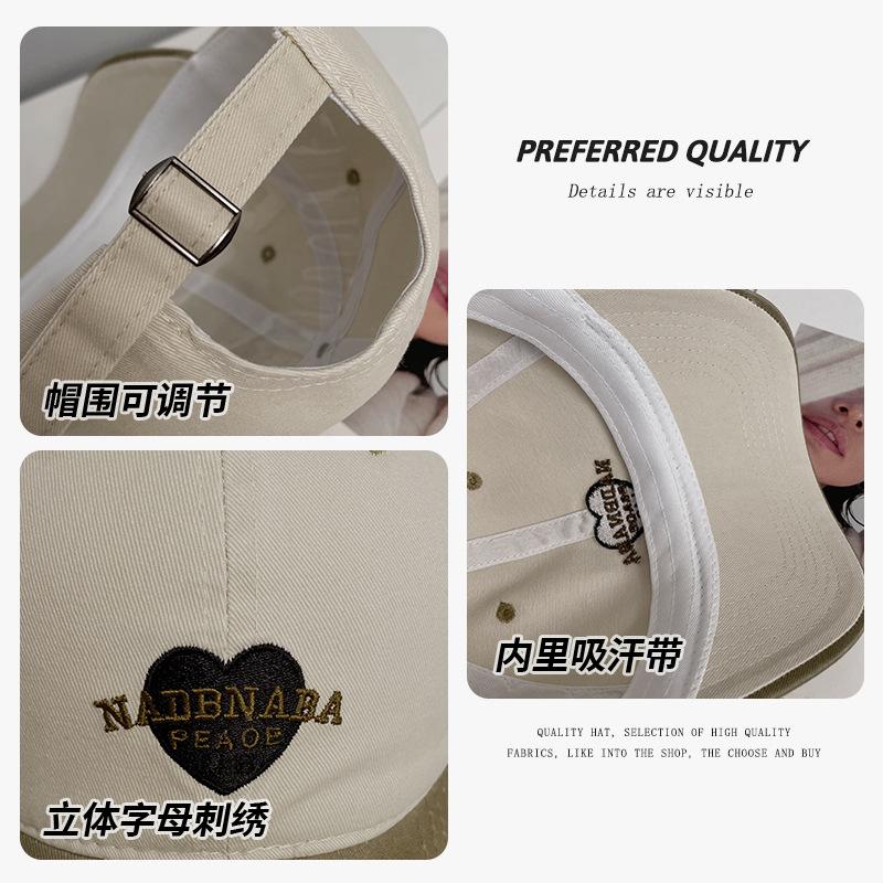 Retro Love Embroidery Soft Top Cap Children's Casual Versatile Wide Brim Sports Hat Showing Face Small Baseball Cap