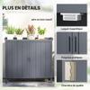 Freestanding Garden Storage Cabinet, 2-in-1 Double-Door Potting Table, Galvanized Top, Grey