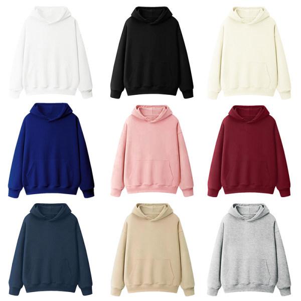 Fleece-Lined Thickened Hua Cotton Drop-Shoulder Hoodie - 2023 Autumn/Winter Solid Color Loose Hooded Sweatshirt with High Neck